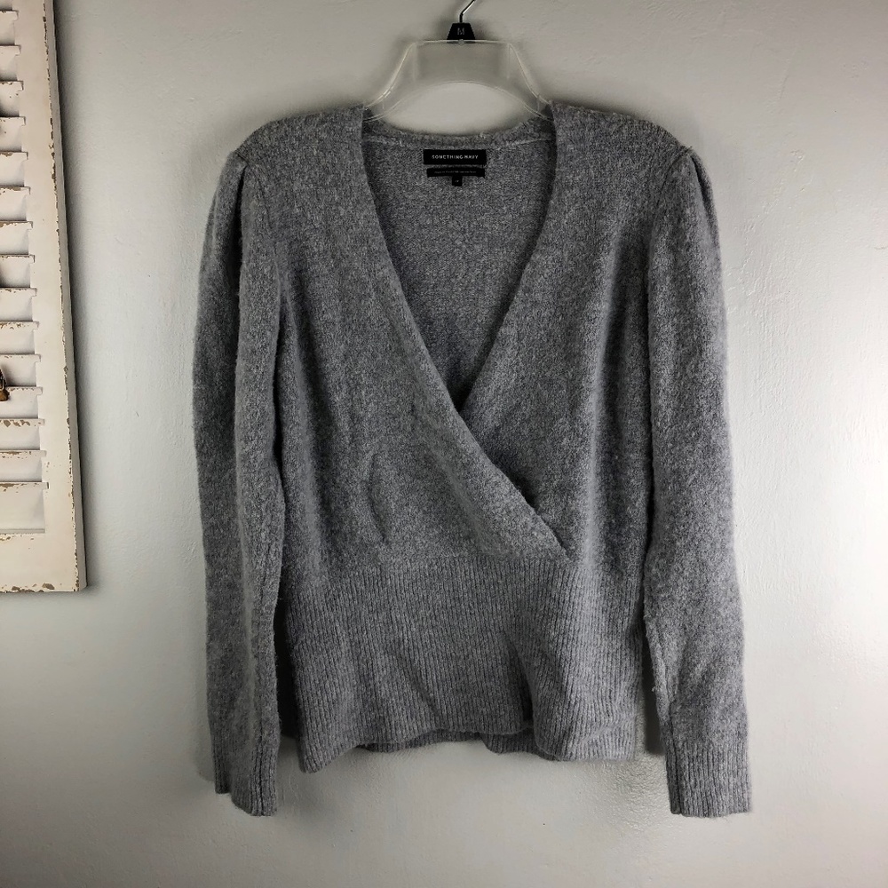 SOMETHING NAVY ALPACA BLEND FUZZY SWEATER MEDIUM